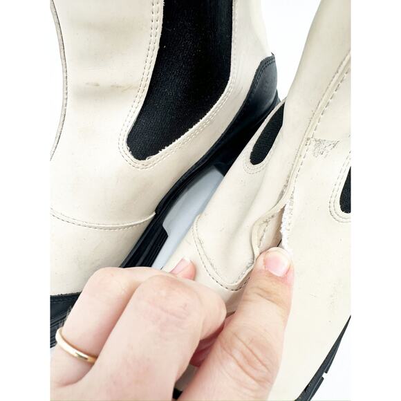 Ganni Waterproof Recycled Rubber City Boot in Brazilian Sand Cream Black FLAW 41 - Picture 3 of 8